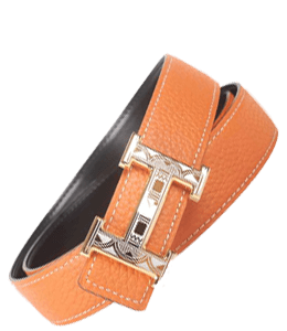 Summer orange color leather belt