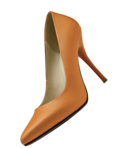 Orange colored pencil heel for catwalk