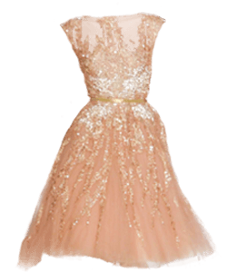 Peach color net fabric short dress
