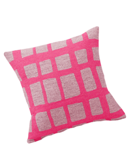 Pink and grey color check pattern cushion for home
