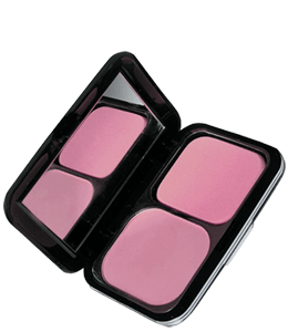 Pink blush in a black case with mirror