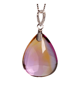 Pink color crystal pendant with chain