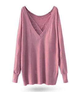 Pink color long sleeve t-shirt with lace work