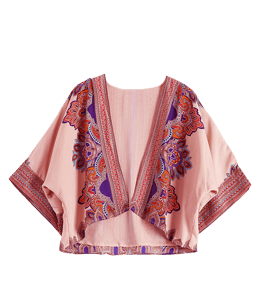 Pink color printed kimono top