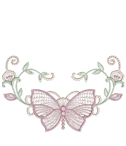 Pink Coloured Lace with Butterfly Motif