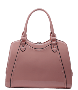Pink handbag with shiny leather