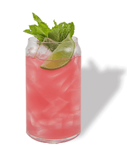 Pink punch drink with fresh mint and lime
