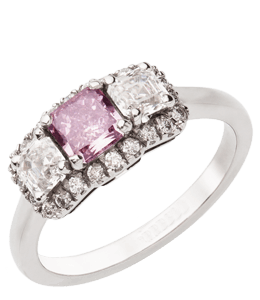 Pink ruby and diamond wedding ring