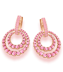 Pink stone earrings in gold
