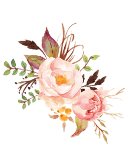 Pink watercolor flower with leaves