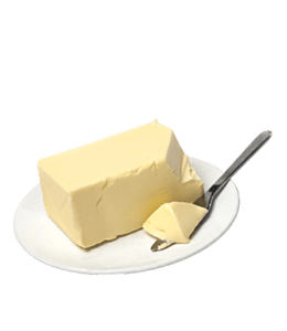 Plate full of butter with butter knife