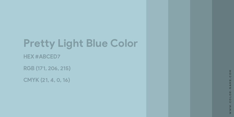 Pretty Light Blue color image with HEX, RGB and CMYK codes