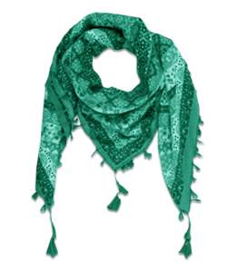 Printed green stole with thread tassel