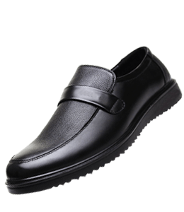 Pure black leather shoe for men