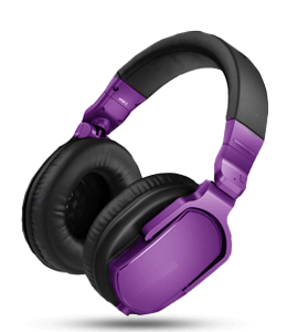 Purple and black color headphone