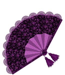 Purple and black paper fan