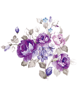 English print of purple and lilac flowers