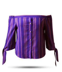Purple off shoulder top with stripes