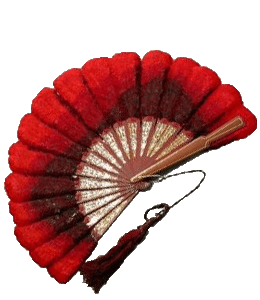 Red and brown paper fan