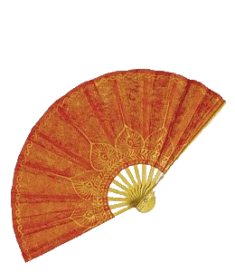 Red and cream color paper fan