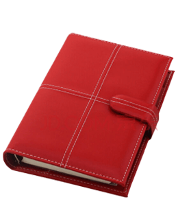 Red colored felt diary or notebook