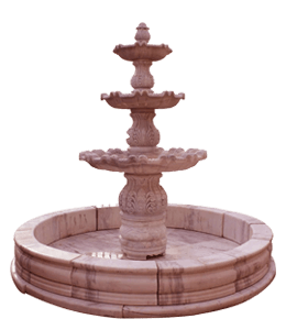 Red marble stone fountain for garden