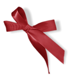 Red satin ribbon bow