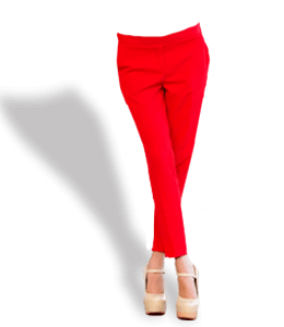 Red trouser with beige footwear for women