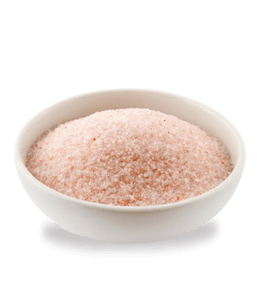 Rock salt in white bowl