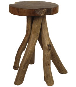 Roughly made wooden stool with legs