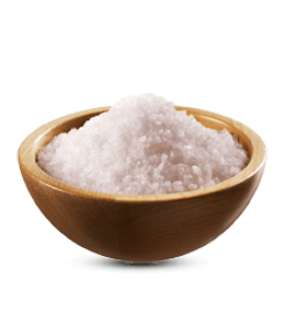 Salt in wooden bowl
