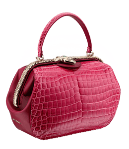 Shiny red color leather handbag