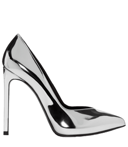 Shiny silver high heel pump