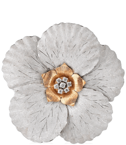 Silver and gold with diamonds flower brooch