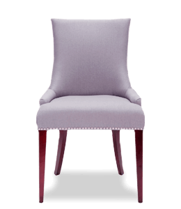 Simple wooden chair with light purple upholstery