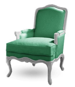Single seater chair with green upholstery