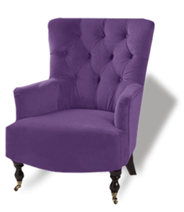 Single seater sofa with purple upholstery