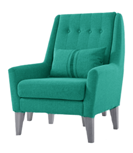 Single seater sofa with sea green upholstery