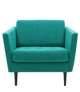 Sofa chair with blue-green upholstery