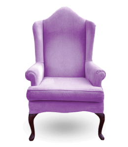 Sofa chair with light purple upholstery