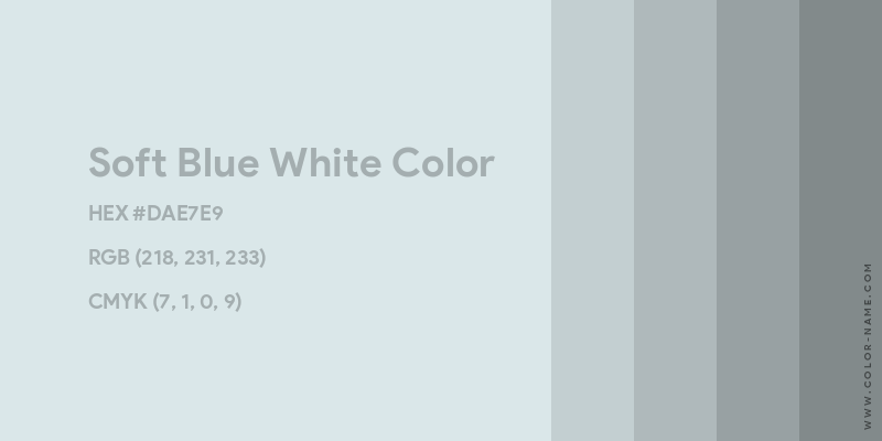 Soft Blue White color image with HEX, RGB and CMYK codes