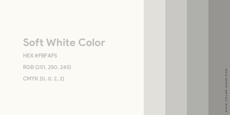 Soft White color image with HEX, RGB and CMYK codes