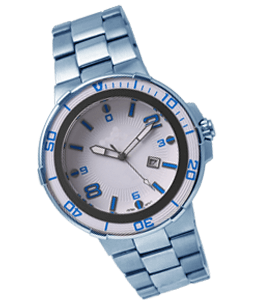 Steel finish blue wrist watch