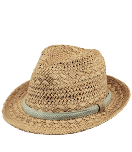 Straw hat of dull yellow and beige color