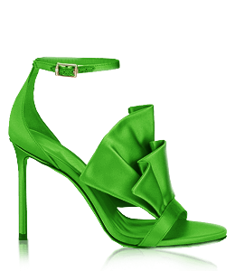 Stylish bright green color high heel footwear