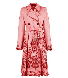 Stylish pink color printed trench coat