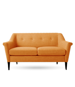 Stylish three seater sofa with orange upholstery