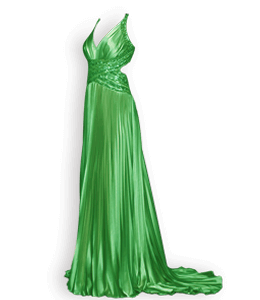 Stylist and shiny green long dress