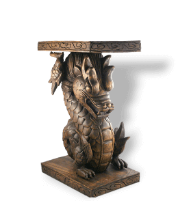 Burma teak wood piece carved into Japanese dragon