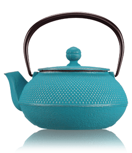 Teal color kettle with black handle
